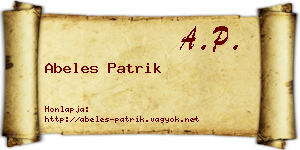 Abeles Patrik névjegykártya